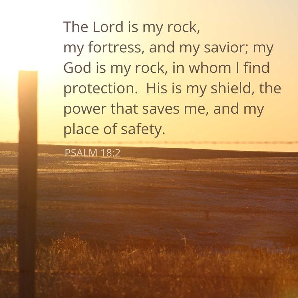 Sunlight, pasture and barbed wire fence with Bible quote.